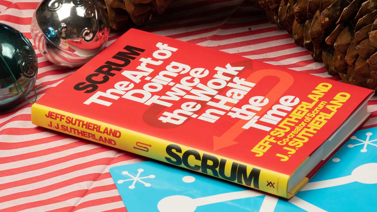 Scrum book with Christmas decorations
